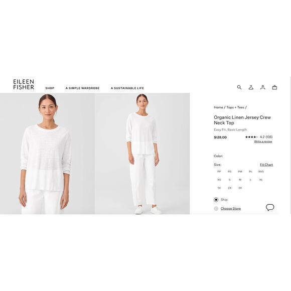 Eileen Fisher Organic Linen Crew Neck-Size M - Picture 9 of 9